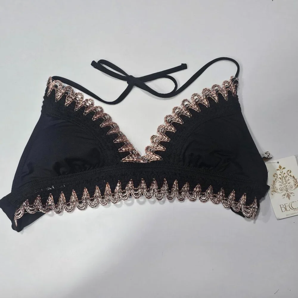 Becca Layla Crochet-Trim Halter Bikini Top
